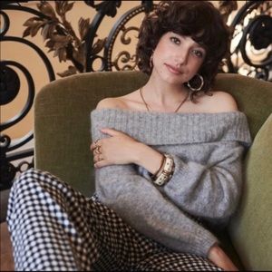 Sezane Gray Off-the-Shoulder Sweater